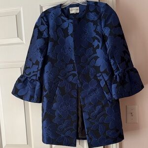 Patty Kim Navy Floral Cape Jacket